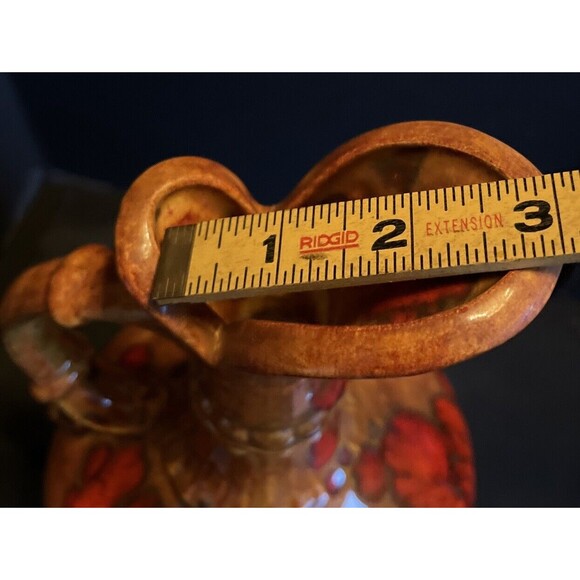 VTG MID-CENTURY 60’s BAR HARBOR MAINE POTTERY PITCHER BROWN ORANGE DRIP GLAZE - Picture 9 of 10